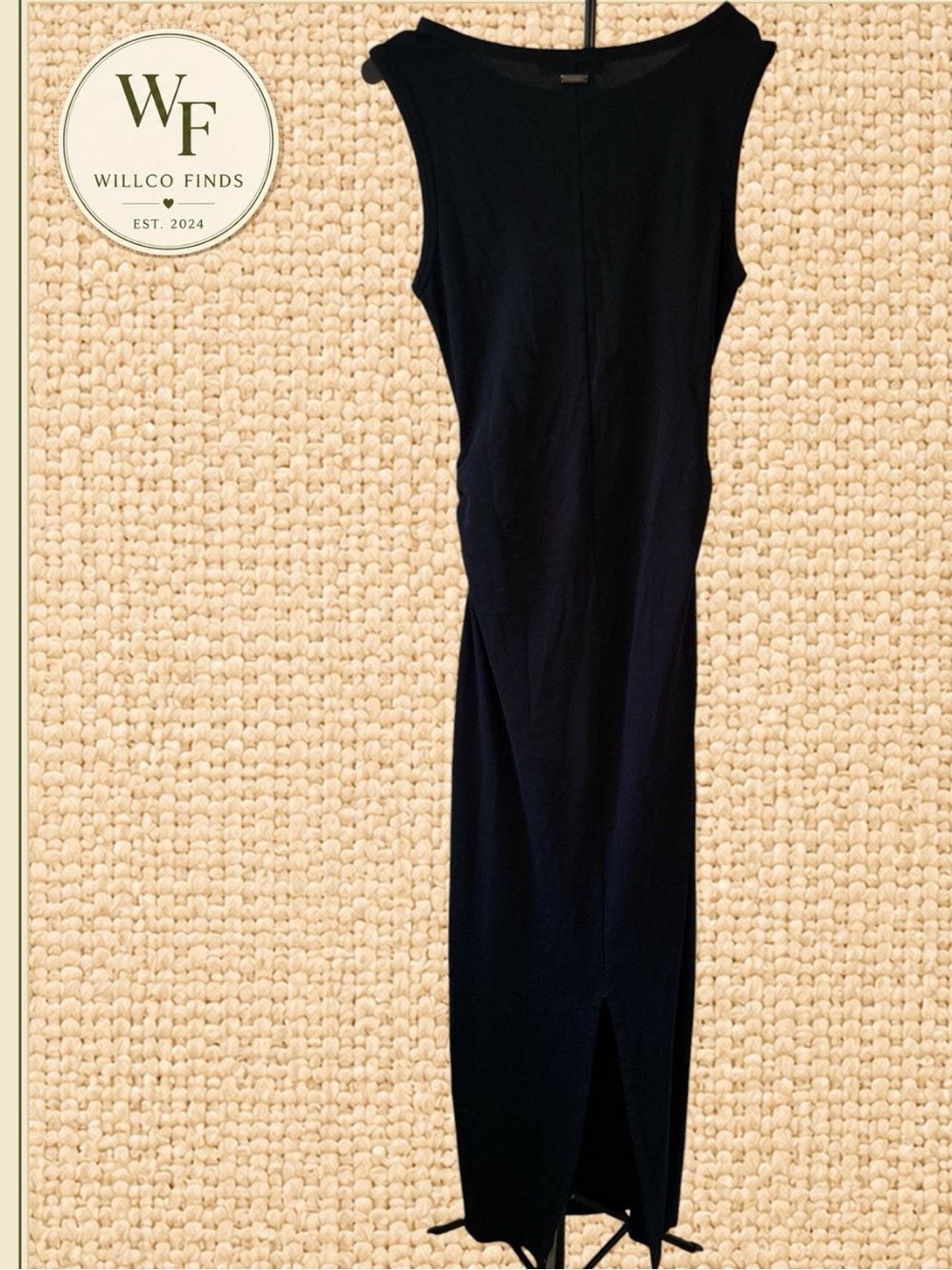 AllSaints Katarina Black Bodycon Women’s Maxi Dress US 8 Organic Cotton Stretch
